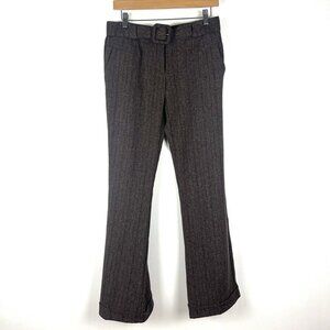 Vintage Y2K XOXO Pants Womens 3/4 Brown Pin Striped Low Rise Wide Leg Belted